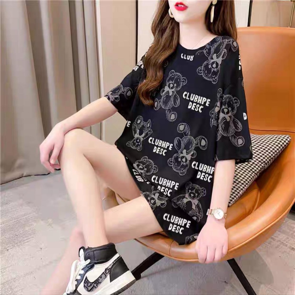 Overtee Tshirt Oversize Wanita Motif Bear Deschpe - 100% Import