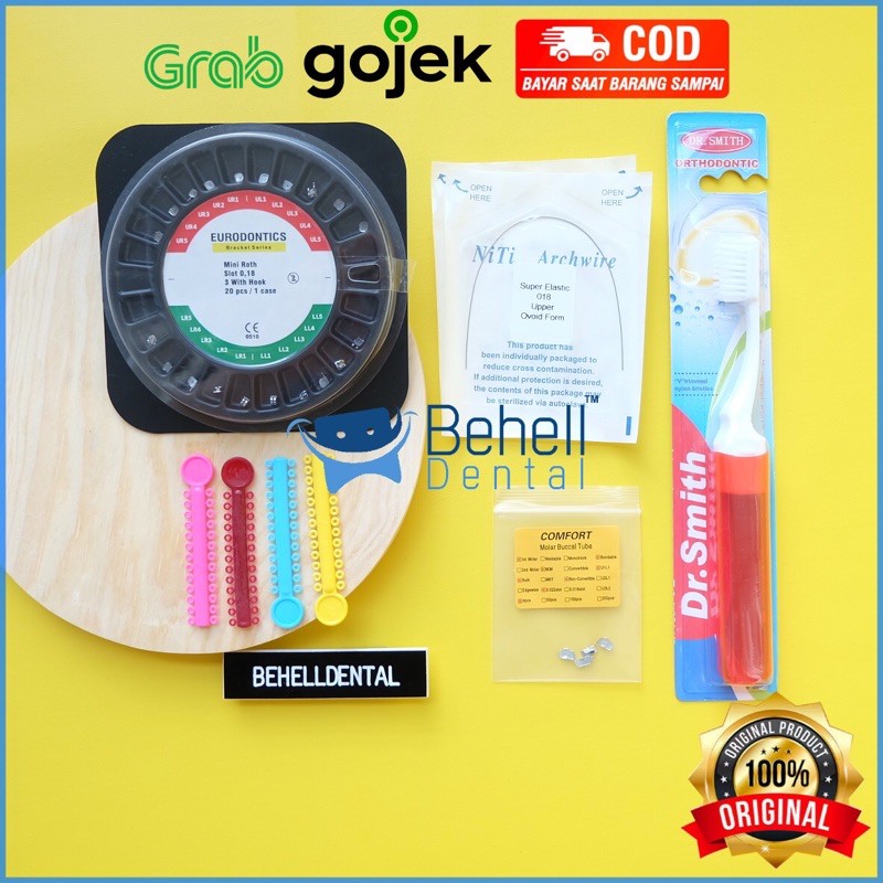 ORIGINAL PAKET BEHEL GIGI PERMANEN BRACKET EURODONTICS EURO METAL WITH HOOK 3 ROTH / BEHEL DENTAL KAWAT Untuk PERAWATAN PERBAIKAN Gigi - Ortho Orthodontic Eurodontic Behelldental