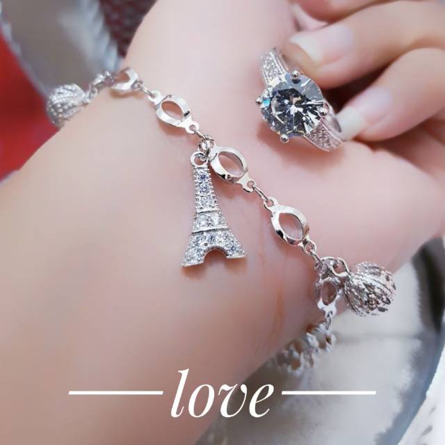 Gelang tangan paris plus cincin permata cantik