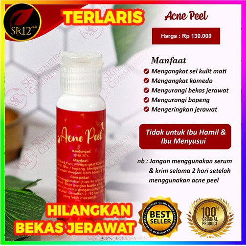 CHEMICAL PEELING ACNE SR12 - ACNE PEEL SOLUSI BOPENG SCAR BHA 30% HILANGKA BEKAS JERAWAT dan bruntus