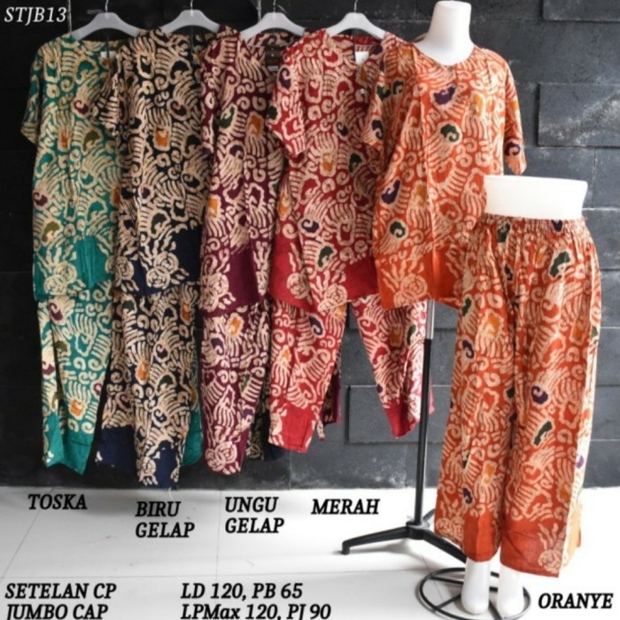 baju tidur Setelan baju tidur celana panjang jumbo motif batik pekalongan lingerie best seller gaun 