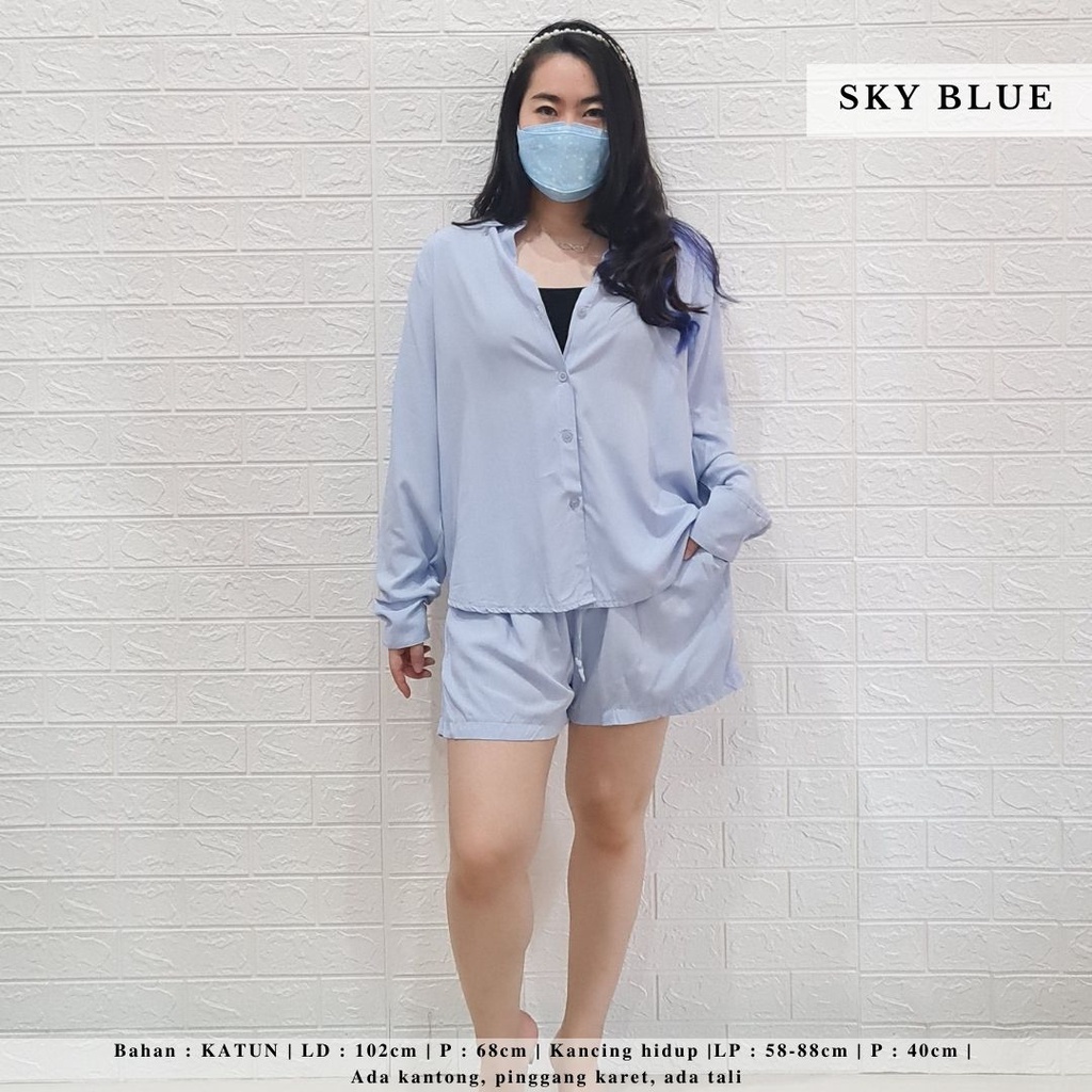 4198 alcie button shirt short one set