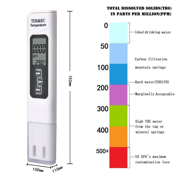 TDS 3 / TDS &amp; EC Water Tester Alat Ukur Hidroponik Air Aquarium ppm nutrisi Kolam TDS Meter