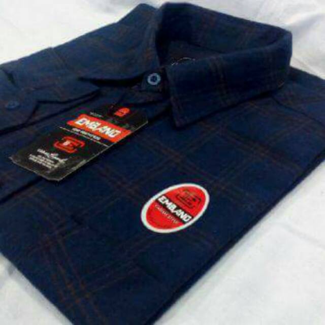 Kemeja flanel pria kotak-kotak biru