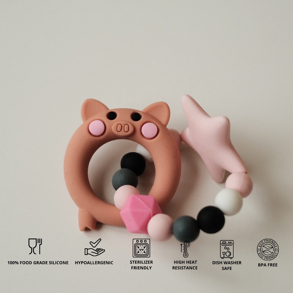 TEETHER GIGITAN BAYI - BRACELET PIG