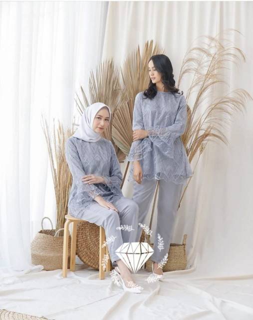 SET KUNFAYAKUN FASHION PAKAIAN WANITA ATASAN TUNIK DAN CELANA MR ADA VIDEO REAL PICT