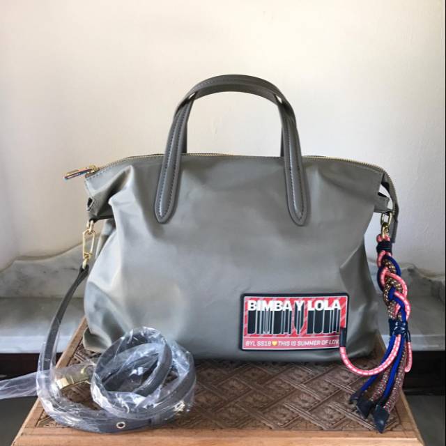 Tas bimba y lola selempang tote abu-abu kecoklatan original