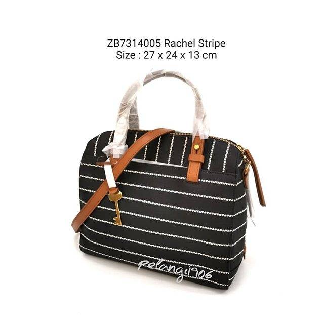 Tas fossil Rachel Satchel PVC Heart Stripe Black White