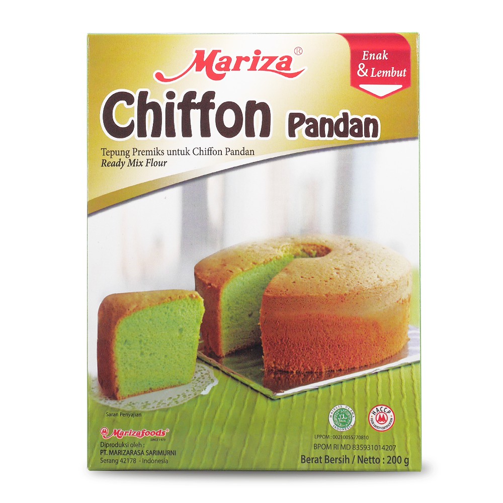 

Mariza Premix Chiffon Pandan 200gr tepung premiks untuk chiffon pandan