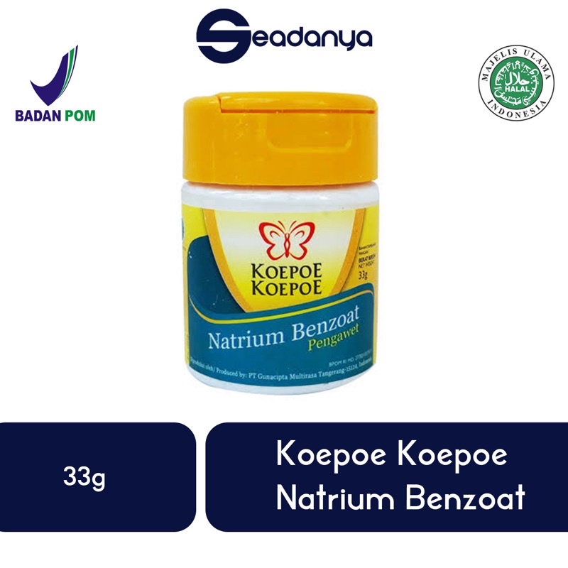 

Natrium Benzoat Pengawet Makanan Koepoe Koepoe BPOM HALAL MUI 33 Gram