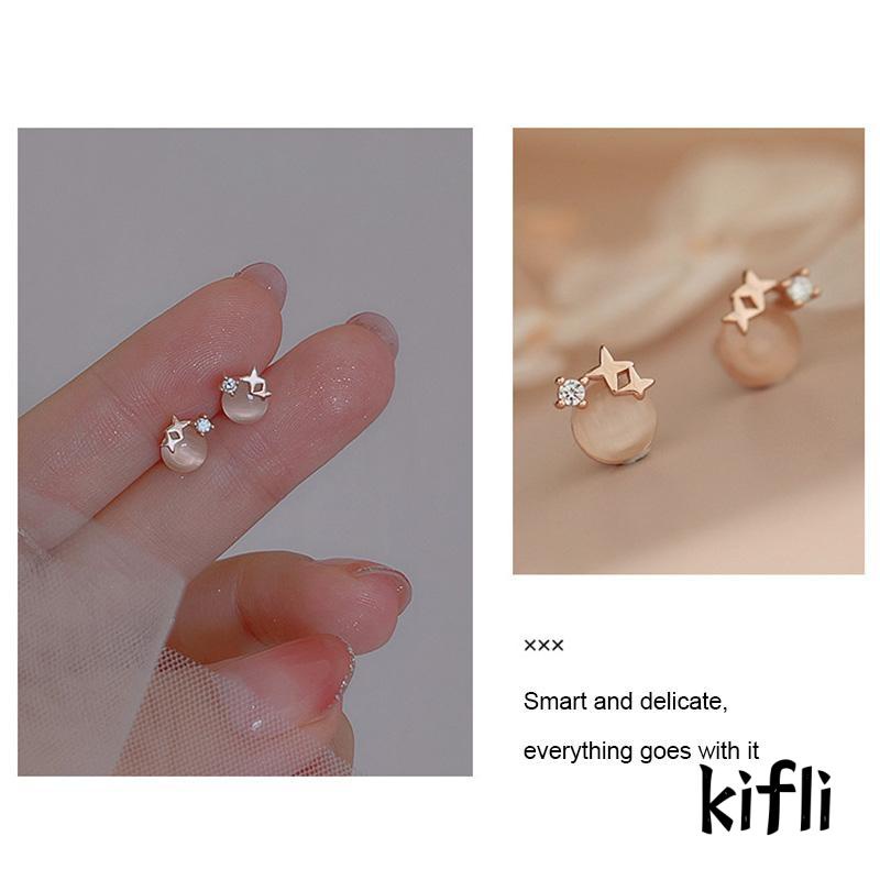 Anting Stud Desain Bintang Opal Bahan S925 Sterling Silver Untuk Wanita