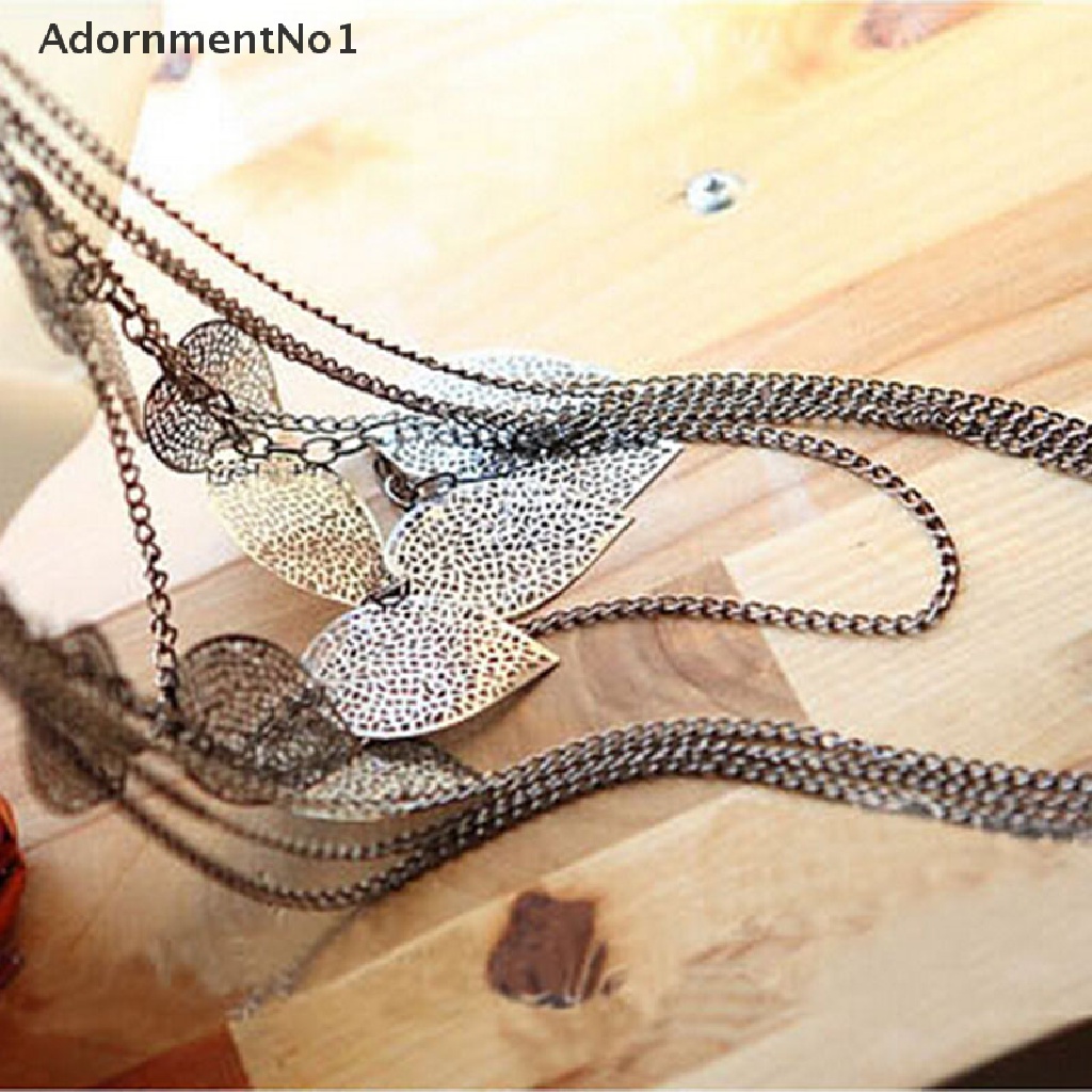 (AdornmentNo1) Kalung Rantai Panjang Multisusun Pendan Daun Gaya Retro Boho Untuk Wanita Charms