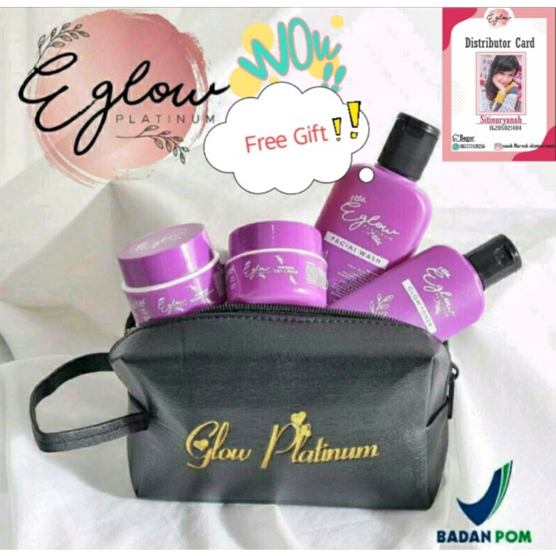 ORIGINAL EGLOW PLATINUM SKINCARE PAKET GLOWING ACNE WHITENING ORIGINAL ASLI / BPOM SKINCARE MURAH HEMAT MEWAH / FREE GIFT HADIAH / SKINCARE TERLARIS AMAN BPOM HALAL PALING AMPUH UNTUK SEGALA KULIT WAJAH-1