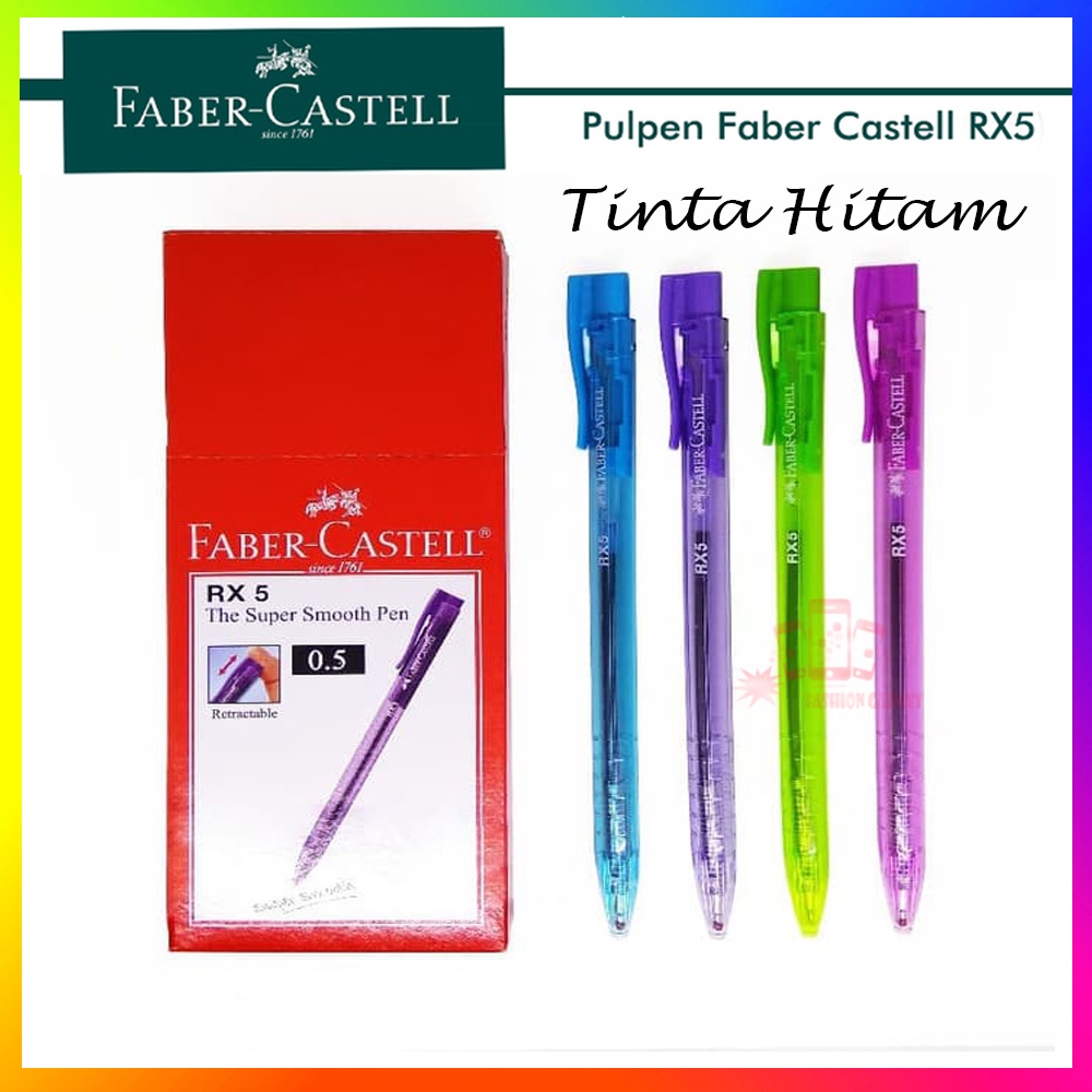 1box 10pcs Pulpen Faber Castell RX5 Pen Bolpoint Pena Smooth Writing 0.5 MM Pen Gel 1 Box 10 Pcs TINTA HITAM PENA RX 5 FABER CASTEL