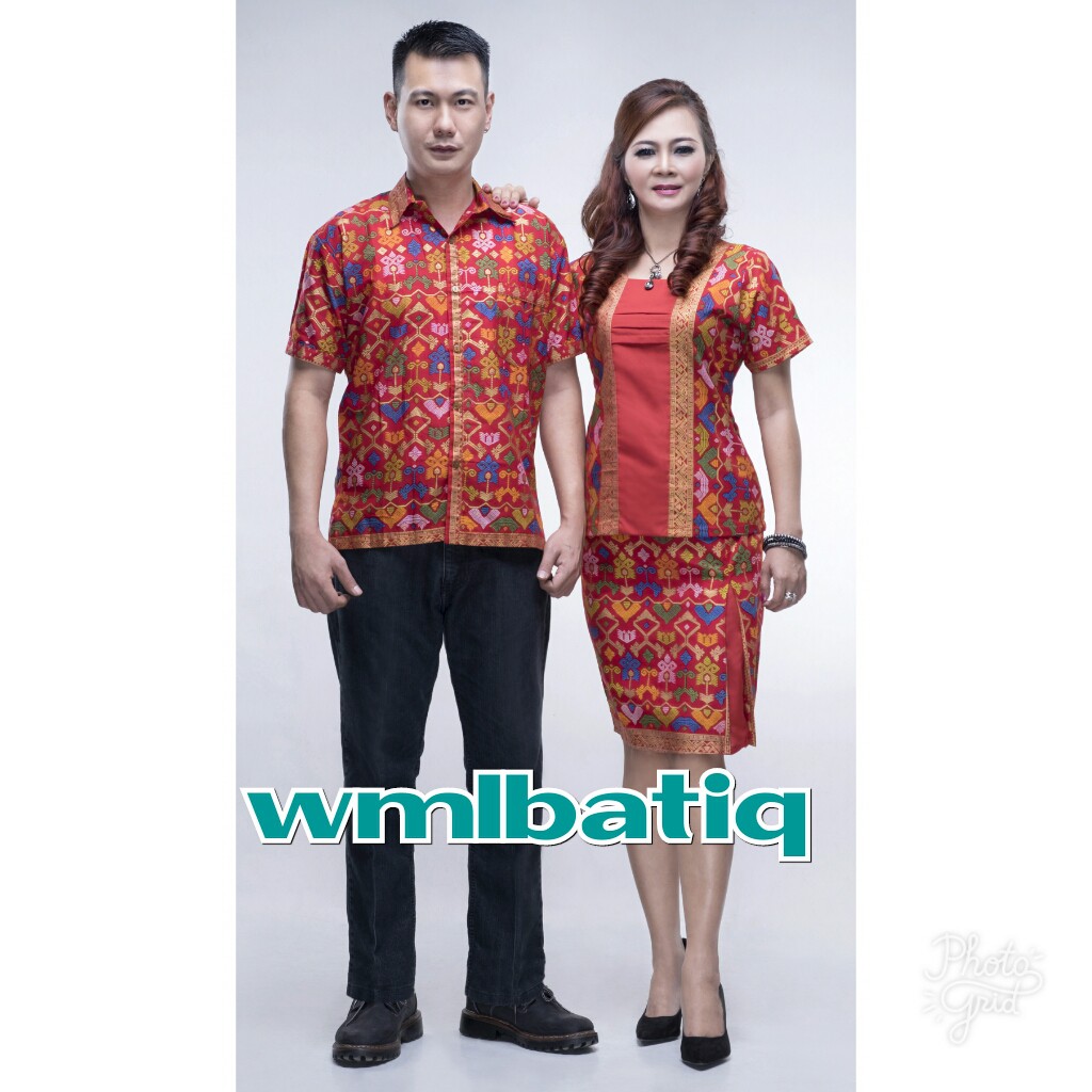 Sarimbit Couple Batik Rok N Blus Wanita Mentari Prodo Pendek Merah