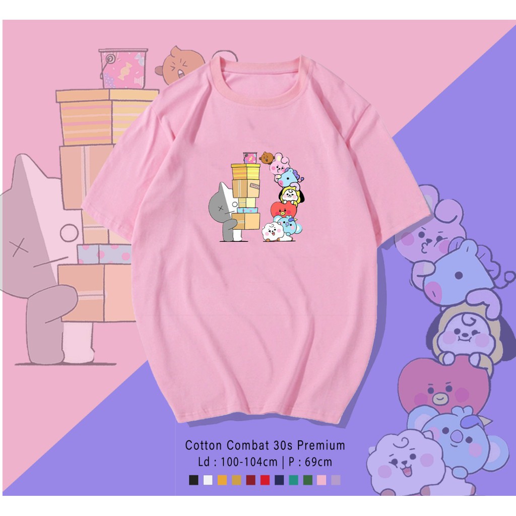 BT21 GIVE   / TERMURAH BAJU KAOS KATUN WANITA/ PRIA UNISEX LENGAN PENDEK / TUMBLR TEE