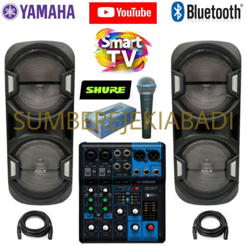 PAKET SOUND MIXER YAMAHA 6 CHANNEL 15 INCH DOBLE BERLIN BLUETOOTH