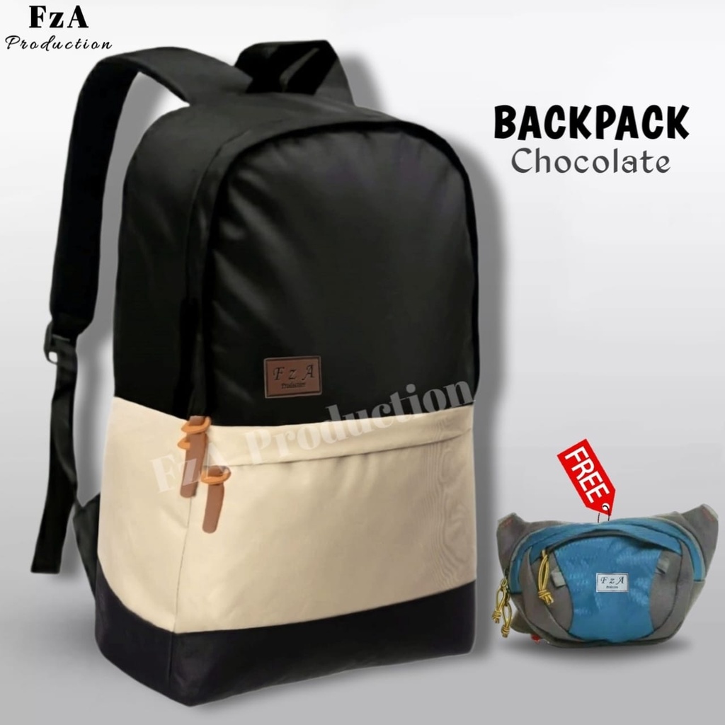 Tas Ransel Gendong Laptop Distro Sekolah Kuliah Pria Wanita Murah Original GRATIS Tas Slempang Waistbag