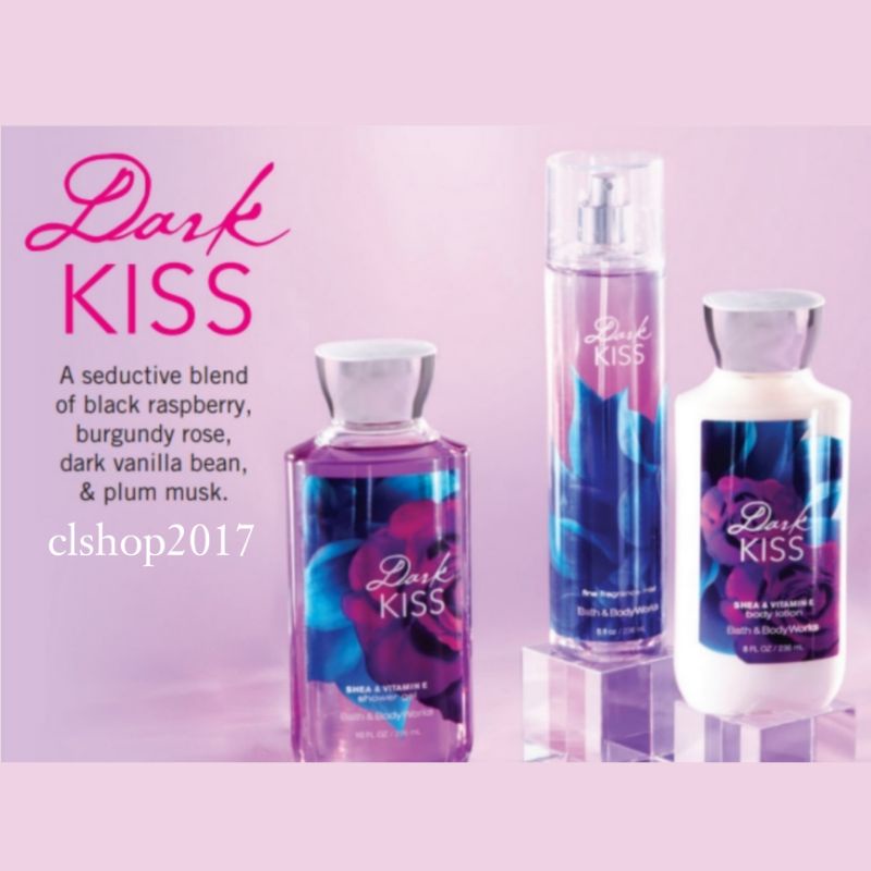 BATH &amp; BODY WORKS BBW DARK KISS SERIES MIST LOTION SHOWER GEL BODY CREAM HAND CREAM SHOWER GEL BODY CREAM LOTION MIST WASH WALLFLOWER ROOMSPRAY SCENTPORTABLE GENTLE GEL DEEP CLEANSING GENTLE FOAMING CREAMY LUXE