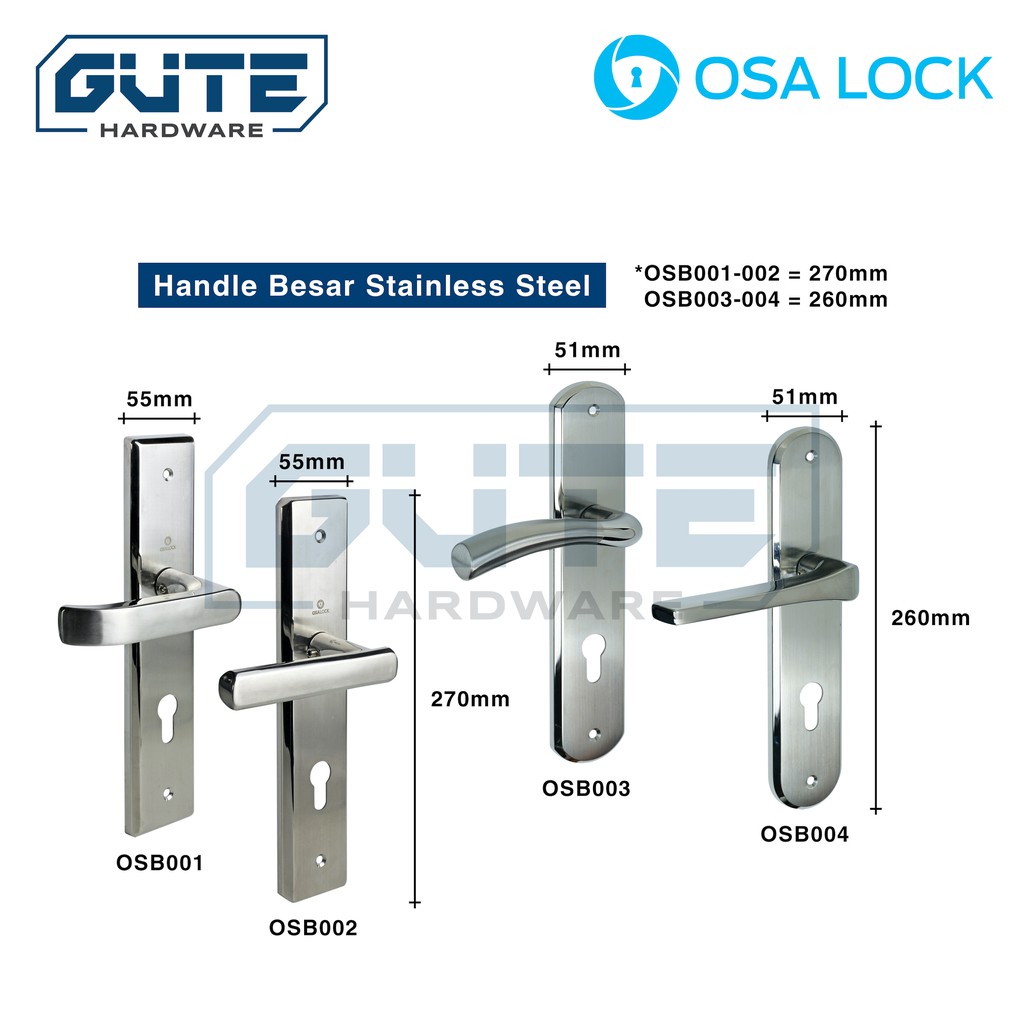 (KOMPLIT) Kunci Pintu Besar Stainless Steel Asli! &quot;OSALOCK&quot; Untuk Gagang / Handle Pintu Rumah