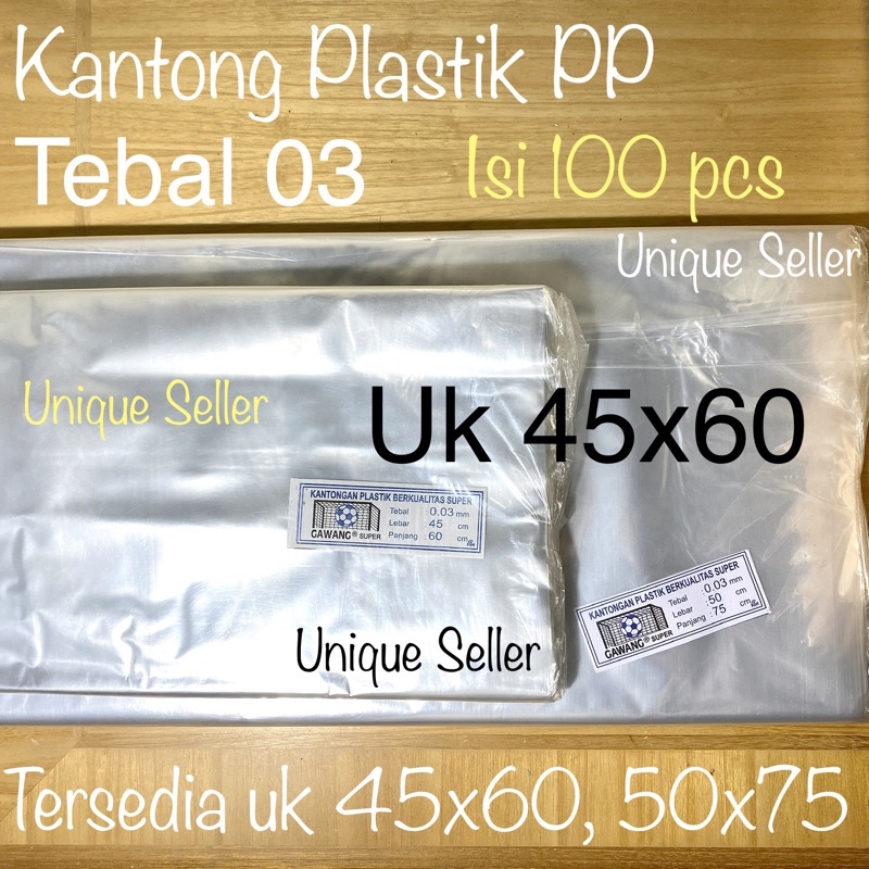 Plastik untuk Laundry Gawang 45x60 Tebal 03 isi 100 pcs / Plastik PP Tebal 45x60x03 / Kantong Plastik PP 45x60 x 03 / Kantong Plastik Pembungkus uk 45 / Kantong Plastik PP GAWANG 45 x 60 x 03 / Kantong Plastik PP 45 x 60 Tebal 30 MikronP