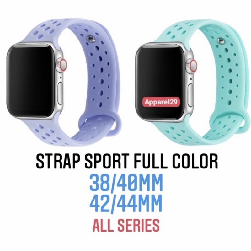 Strap iWatch Full Color Sport 38mm 40mm 42mm 44mm Tali Jam Watch Polos iwo