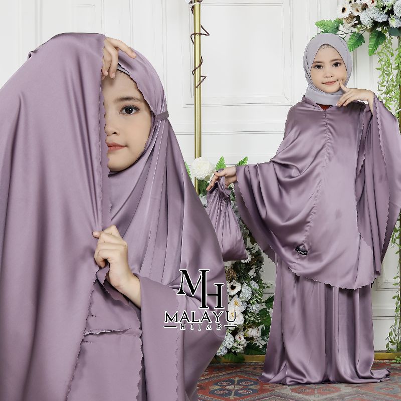 MUKENA TRAVELING ANAK LASERCUT BAHAN silk premium MALAYU HIJAB