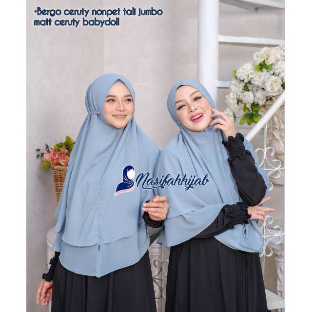 Nasifah Hijab2 - Jilbab BERGO DINA Jumbo XL Ceruty 2 Layer Nonpet