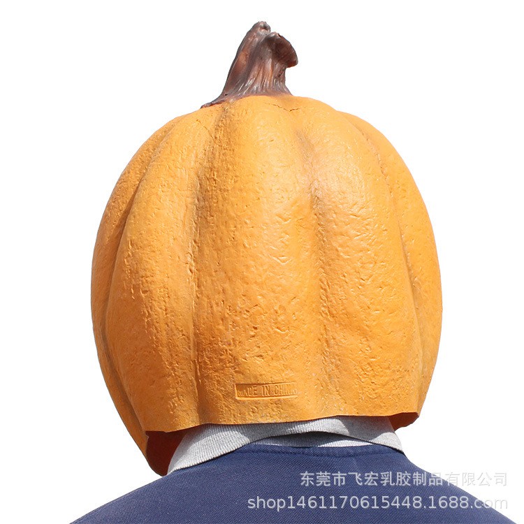 TOL-45 topeng latex karet full head orange pumpkin mask halloween pesta kostum