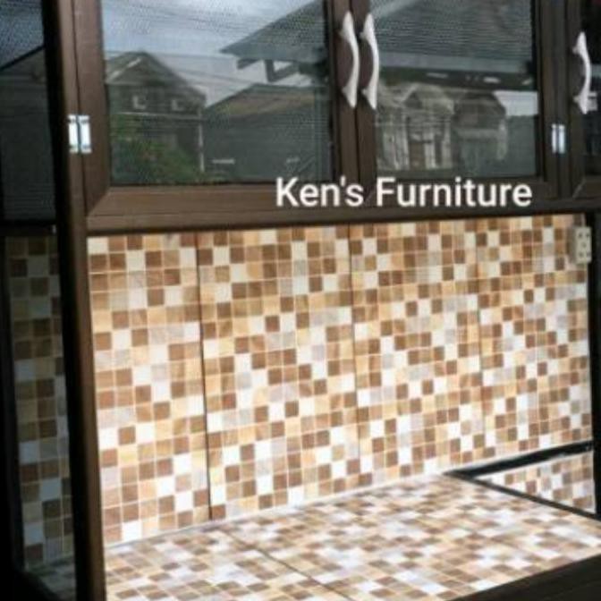 Lemari Rak Dapur Piring Undak Kaca Riben Full Aluminium Tebal Vinvinbila