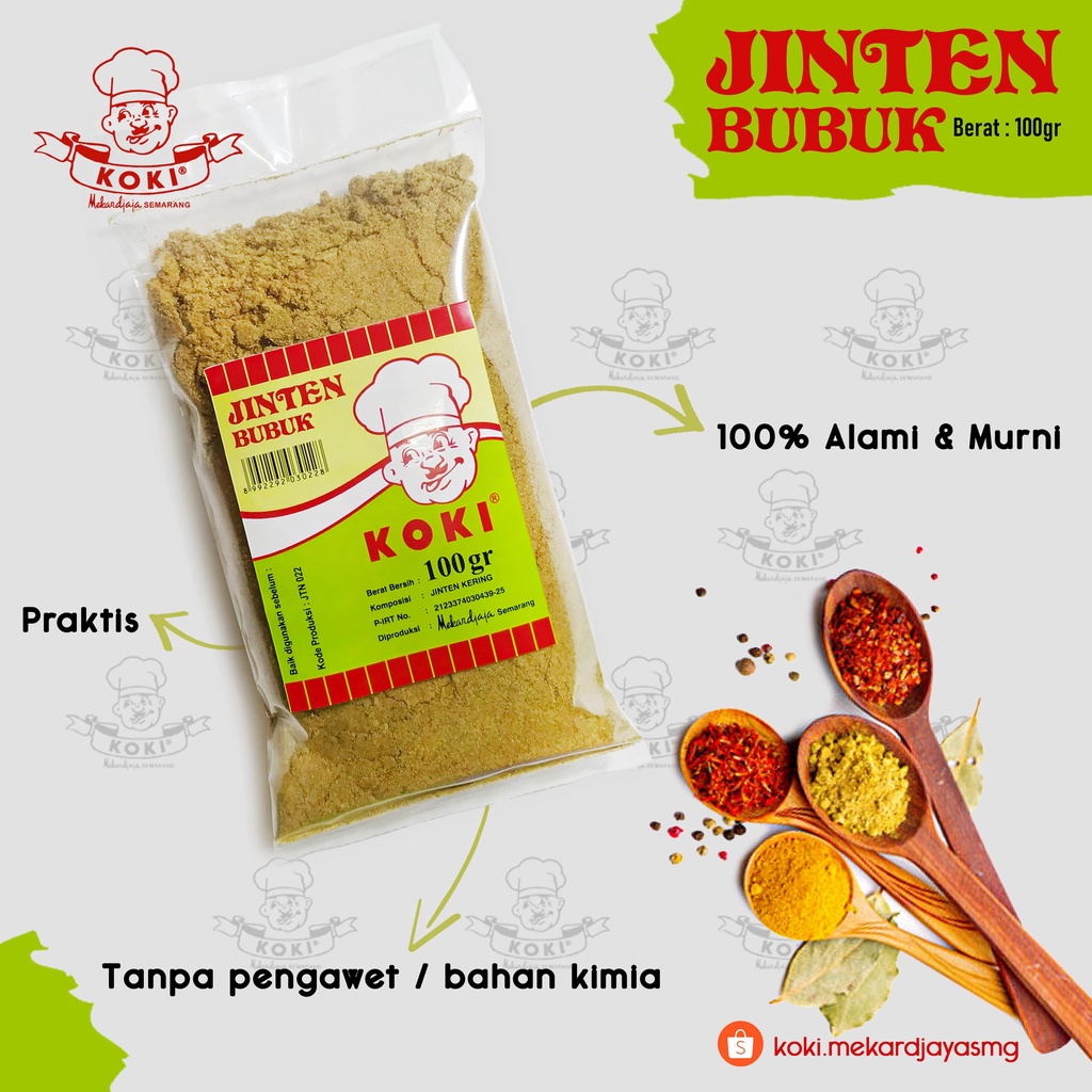 

[KOKI] Jinten Putih Bubuk / Jintan Putih Bubuk / White Cumin Powder 100gr (Rempah Bumbu Dapur 100% Kualitas / Grade Premium, Asli, Murni )