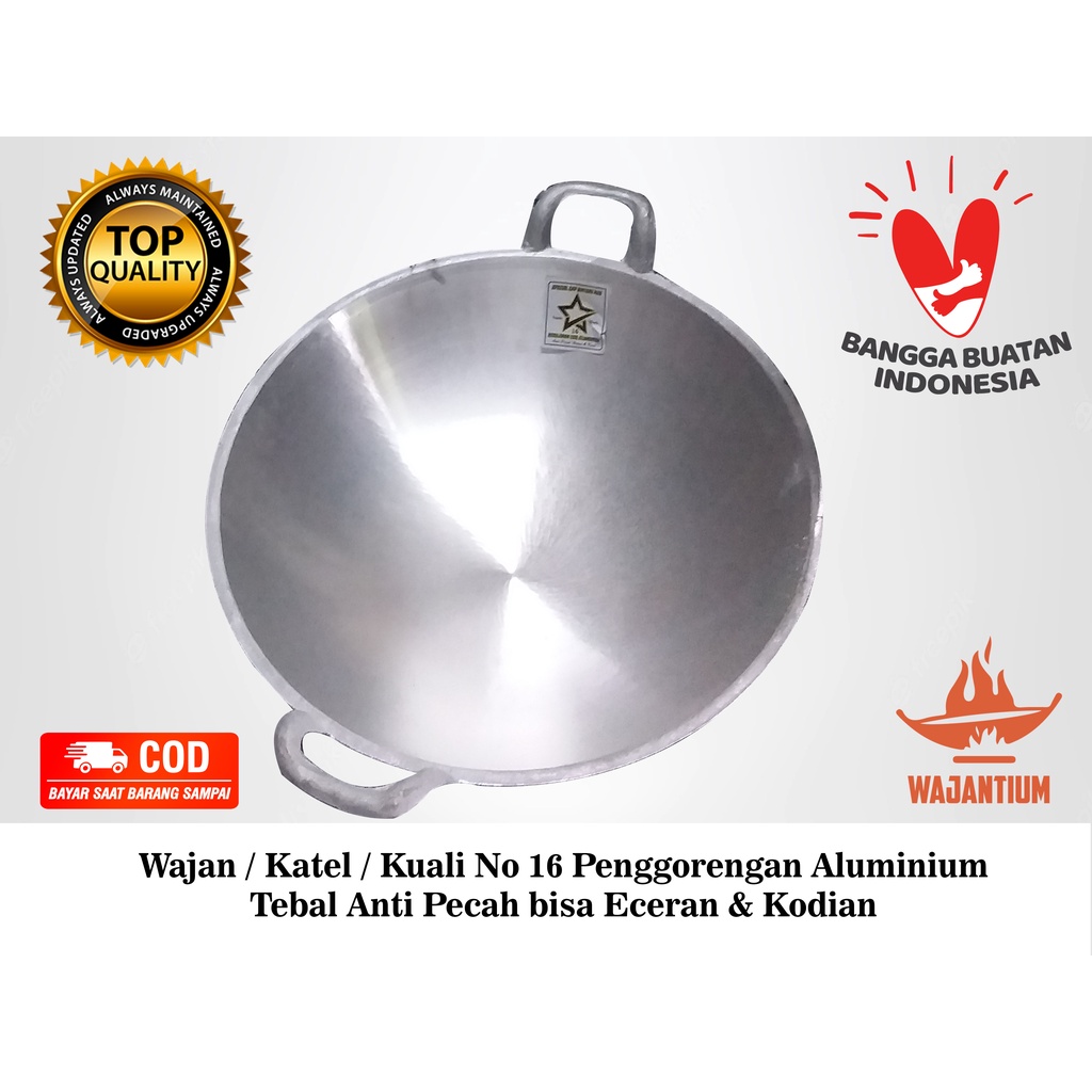 Wajan Kuali Penggorengan Aluminium No 16 Tebal Anti Lengket Kualitas Premium Bintang Mas