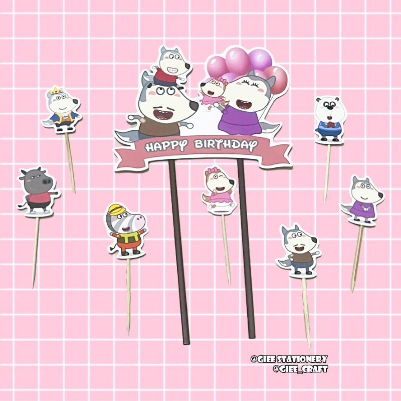 Cake Topper WOLFOO / Topper Kue WOLFOO / Hiasan Kue WOLFOO / Kartun WOLFOO