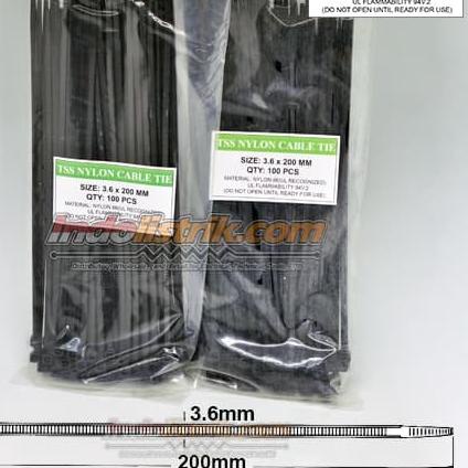 

➲ Kabel Ties 20cm / 200mm x 3.6 Hitam TSS - MURAH - Harga GROSIR ❊