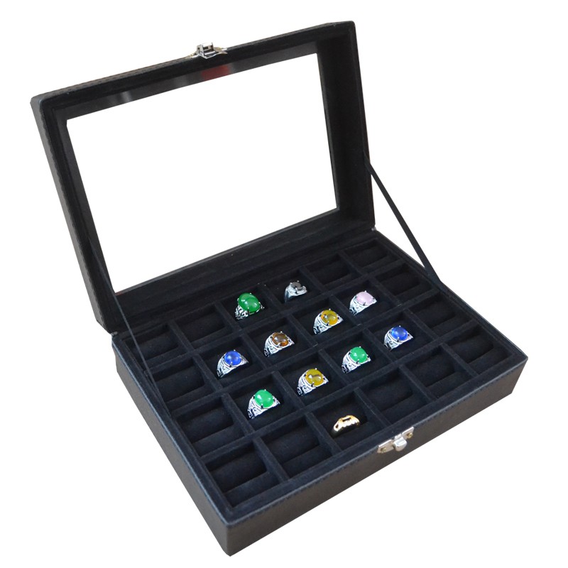 Exclusive Full Black Ring Box For 24 Rings Kotak Tempat Cincin Isi 24 Box cincin display