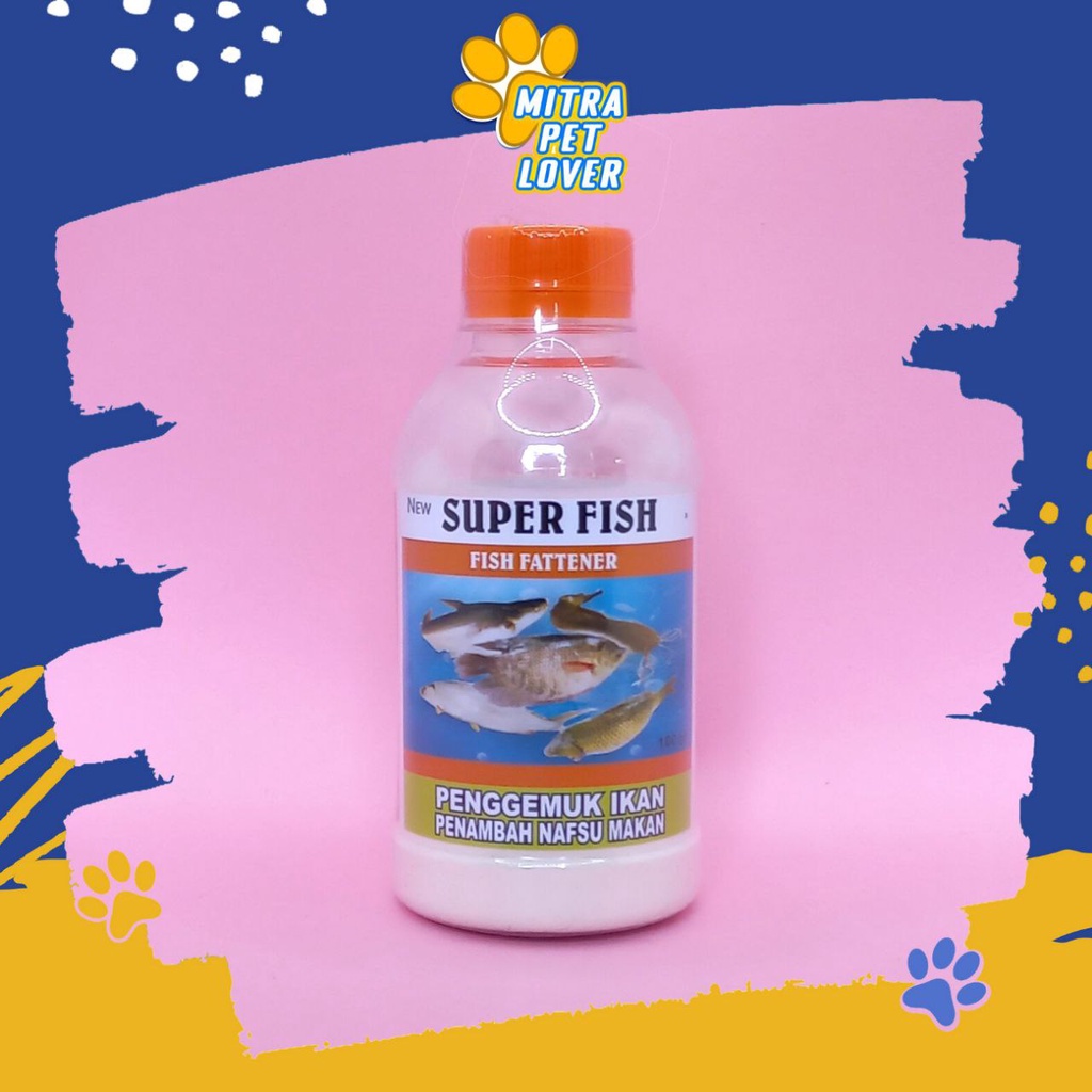 SUPLEMEN MULTIVITAMIN IKAN - SUPER FISH 100 GRAM ORIGINAL - PENGGEMUK IKAN PENAMBAH NAFSU MAKAN IMUN DAYA TAHAN TUBUH IKAN - ANTI STRESS - ANIMAL HEALTHCARE AND VETERINARY TAMASINDO OBAT KESEHATAN DAN VITAMIN TERNAK HEWAN BINATANG PELIHARAAN MITRAPETLOVER