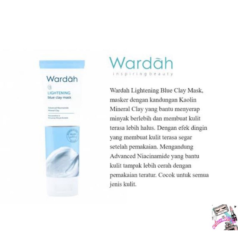 ☃Cutezz_Ching1☃Wardah Lightening Blue Clay Mask 50ml - advanced niacinamide ( mencerahkan)