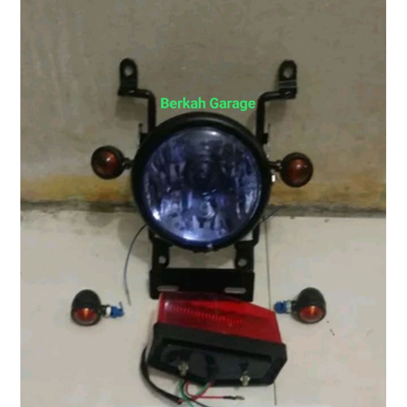 Paket Hemat Hedlamp Lampu Depan Bulat Plus Breket Sen Dan Lampu Stop Rx-King Hrg Sepaket