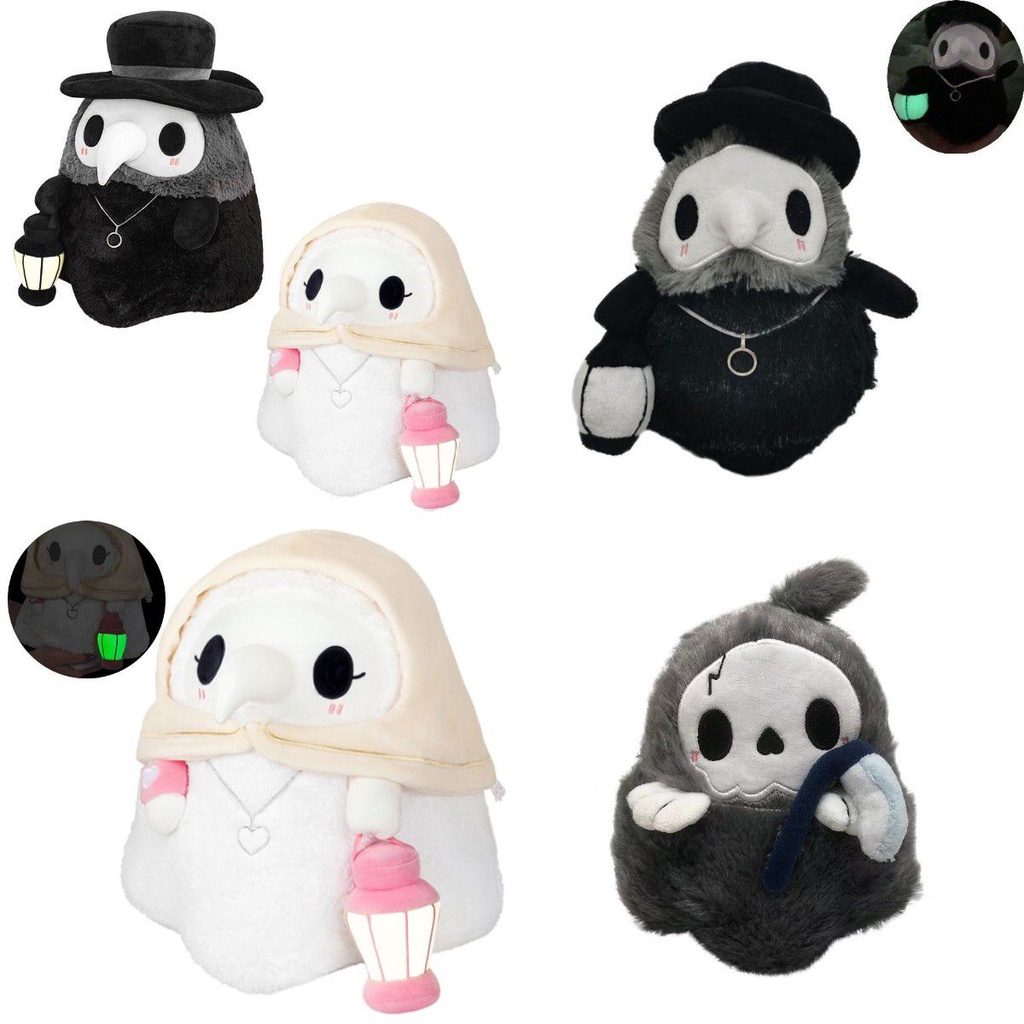 New 18cm Scp Foundation Plague Doctor Luminous Plush Toy Lovers Doll Halloween Decoration