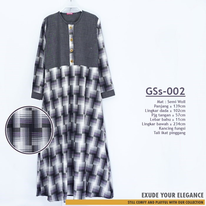 Gamis Busui Kombinasi bahan Semi Woll (GSs)