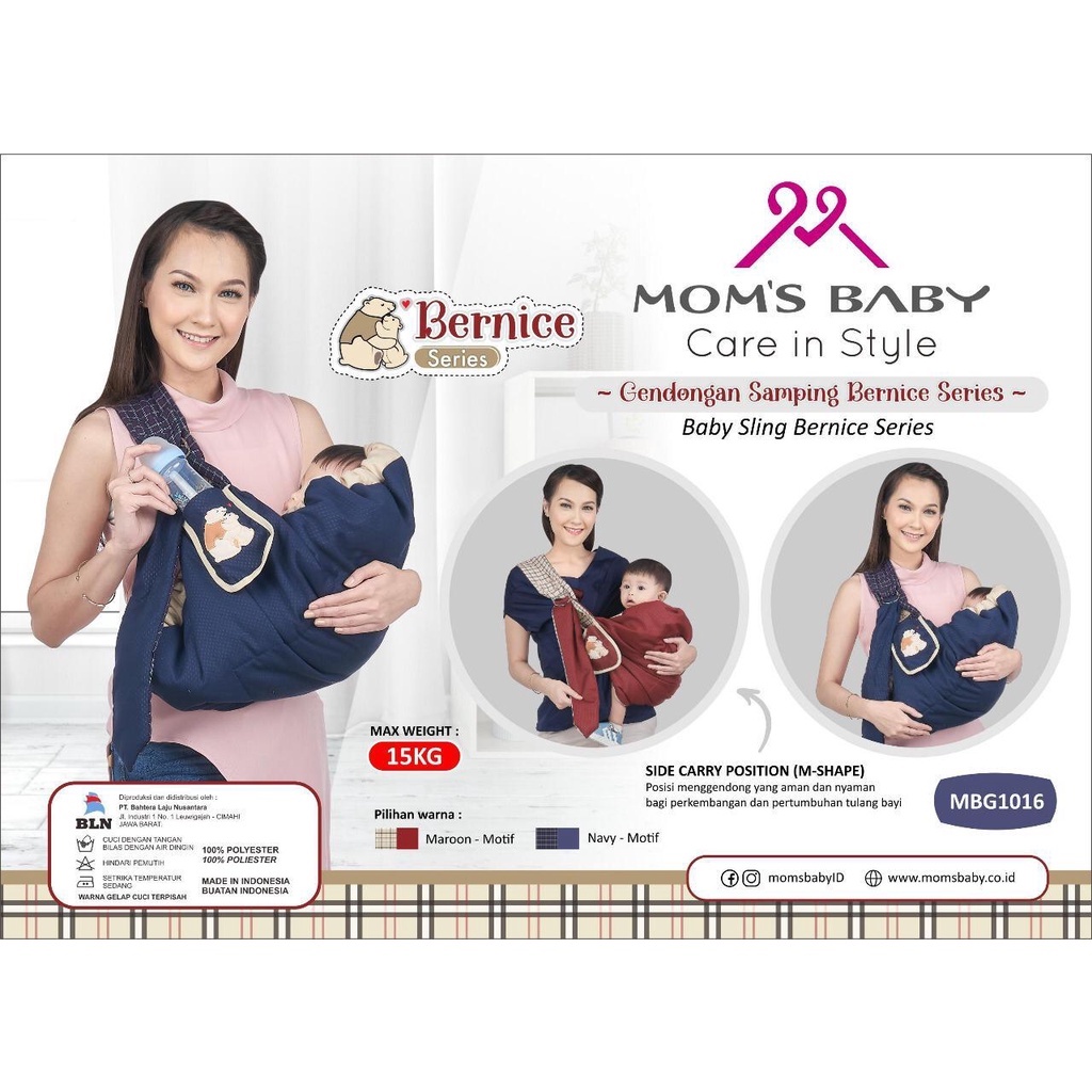 MOMS BABY - GENDONGAN SAMPING MOMS BABY BEARNICE SERIES MBG 1016 - GENDONGAN SAMPING - GENDONGAN BAYI - BABY HAPPY