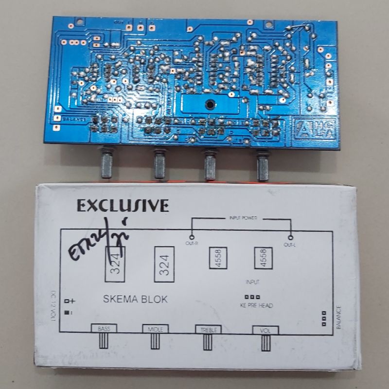 Kit Tone Control EXCLUSIVE Stereo DC 12V Middle JRC4558 LM324
