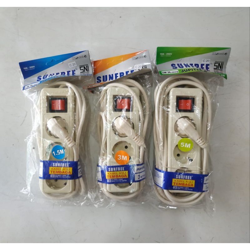 stop kontak lampu sunfree 3m 3 lobang ® LCK