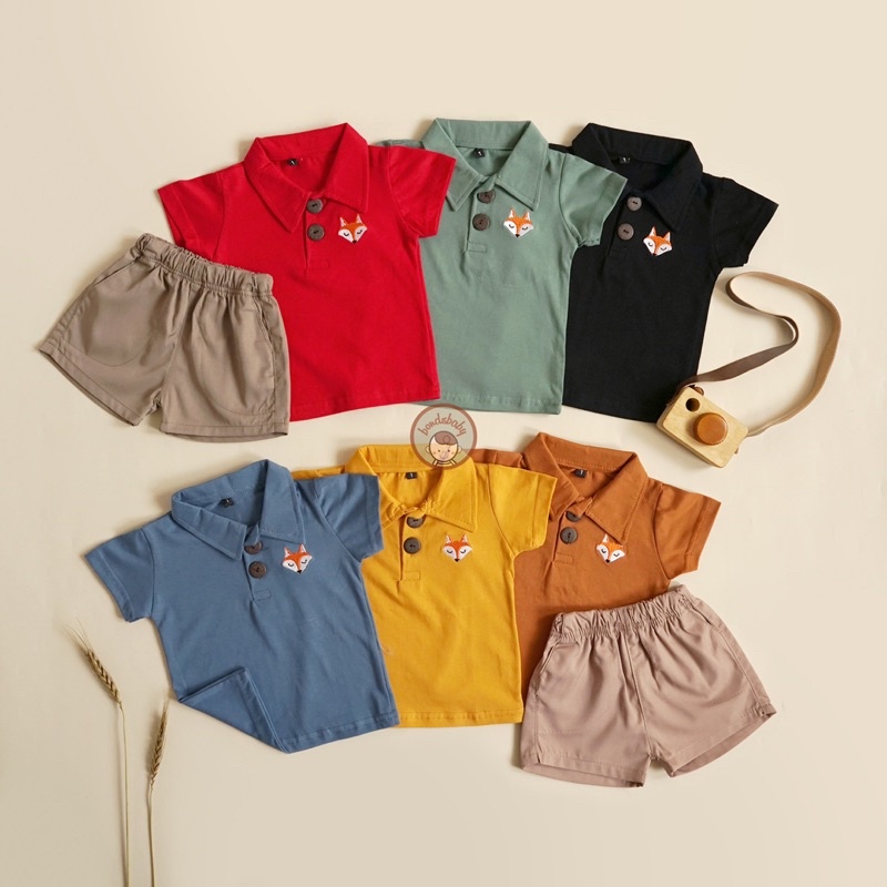 Foxie Polo Set Anak 6bln-4thn / Setelan Anak Kaos Polo