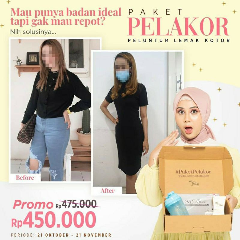 MS Slim MS Glow Paket Pelakor Slimming Capsul Original Capsul Pengurus Badan Penghilang Stretch Mark