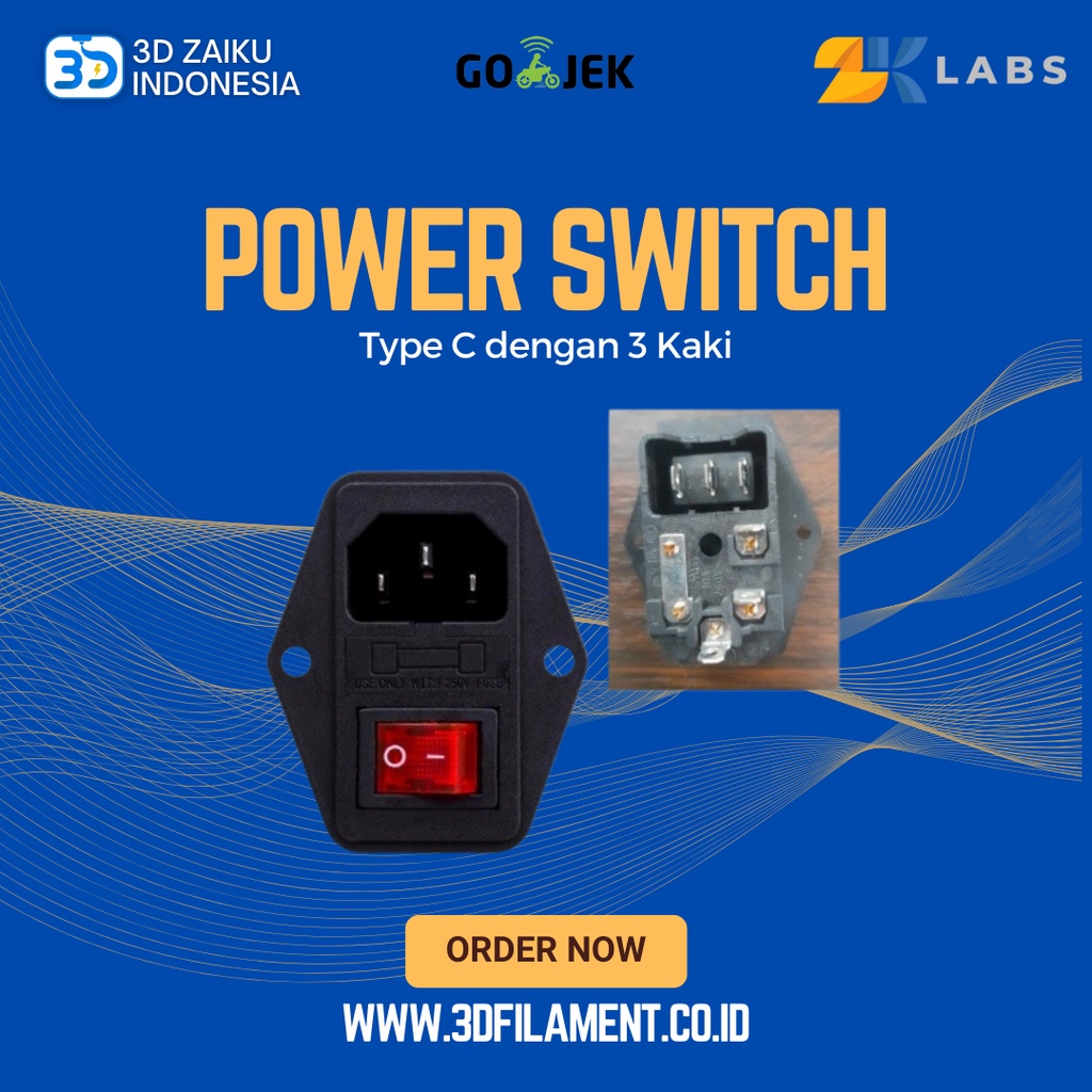 ZKLabs Power Switch Type C dengan 3 Kaki for 3D Printer