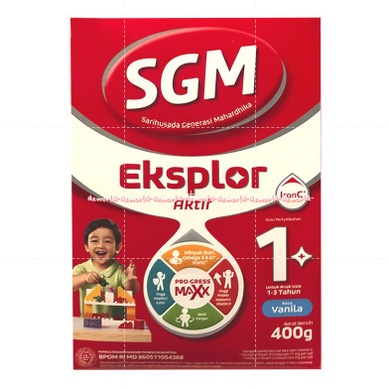 SGM Eksplor Aktif 1 Pro-Gress Maxx 400gr Susu Bubuk Rasa Vanila Susu 1-3tahun Vanilla Susu Formula Anak 1tahun