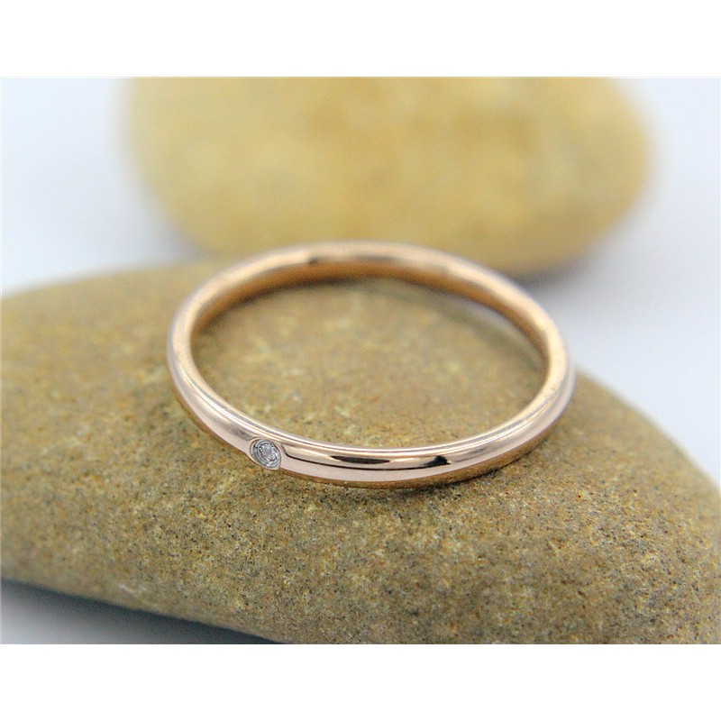 Cincin Stainless Steel / Titanium Anti Karat Wanita Mini Korea Motif Simple Elegant Rose Gold CK014