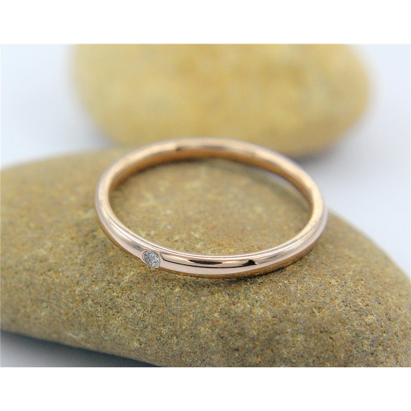 Cincin Stainless Steel / Titanium Anti Karat Wanita Mini Korea Motif Simple Elegant Rose Gold CK014