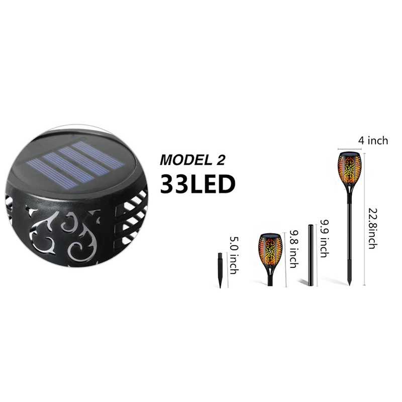 TG-DHA Warmtaste Lampu Api Flame Fire Torch 33 LED Solar Panel - YMJ010